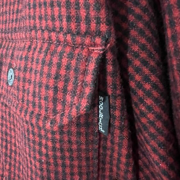 VTG Woolrich Mens Shirt Red Black Micro Plaid Wool Large Shirt Button Flannel - Picture 6 of 10